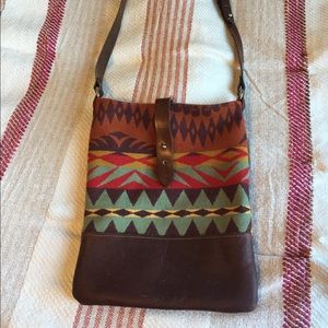 Handcrafted wool and leather purse